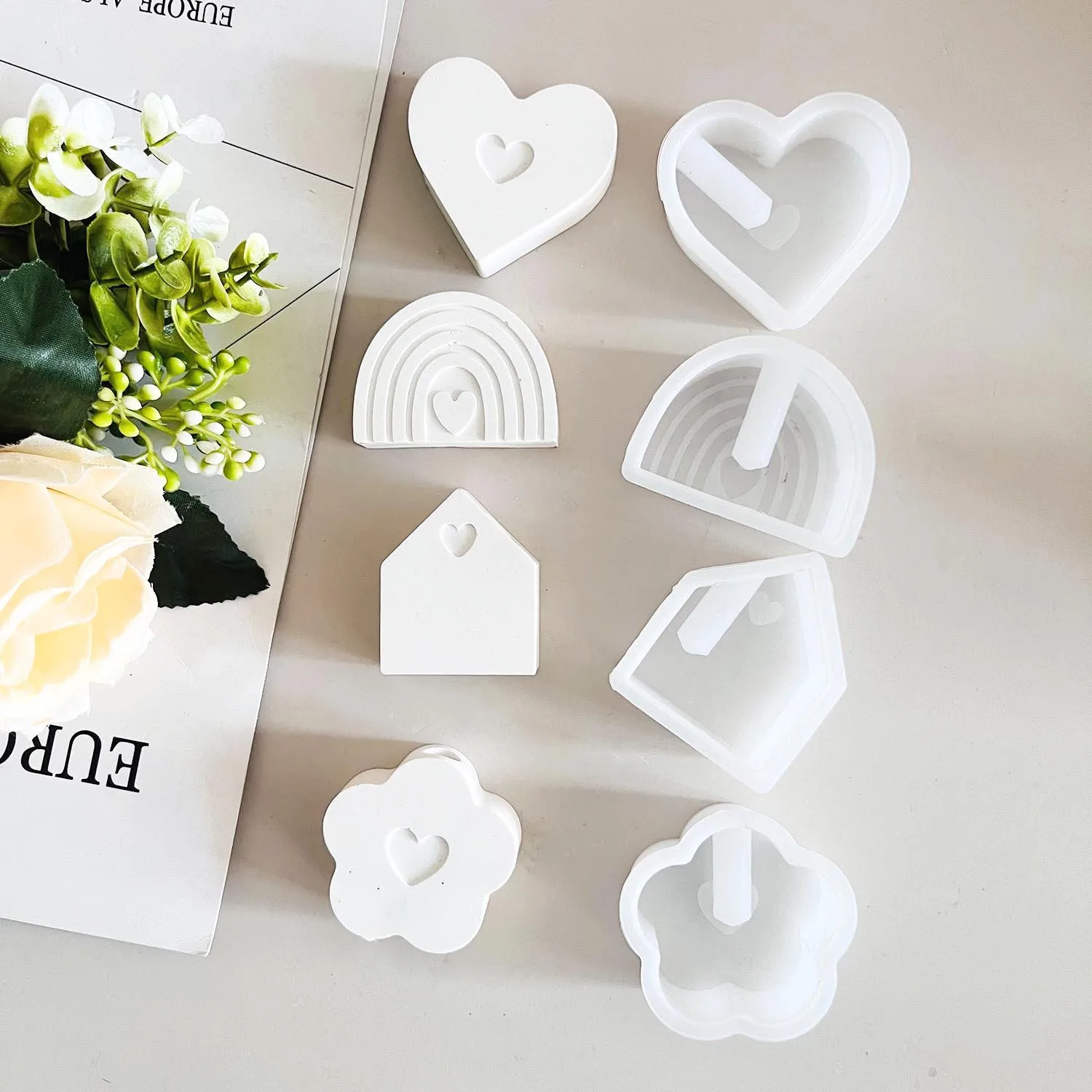 DIY 3D Blumenvase Form Silikon Mode Regenbogen Haus Herzform Form für kreative Heimdekoration und Gartenarbeit Image