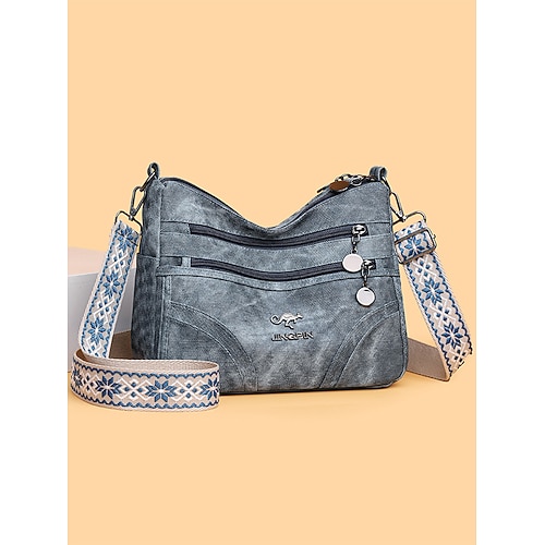 borsa a tracolla da donna in similpelle marrone con più tasche con cerniera, borsa a tracolla casual vintage, borsa a tracolla leggera per l'uso quotidiano, viaggi e shopping