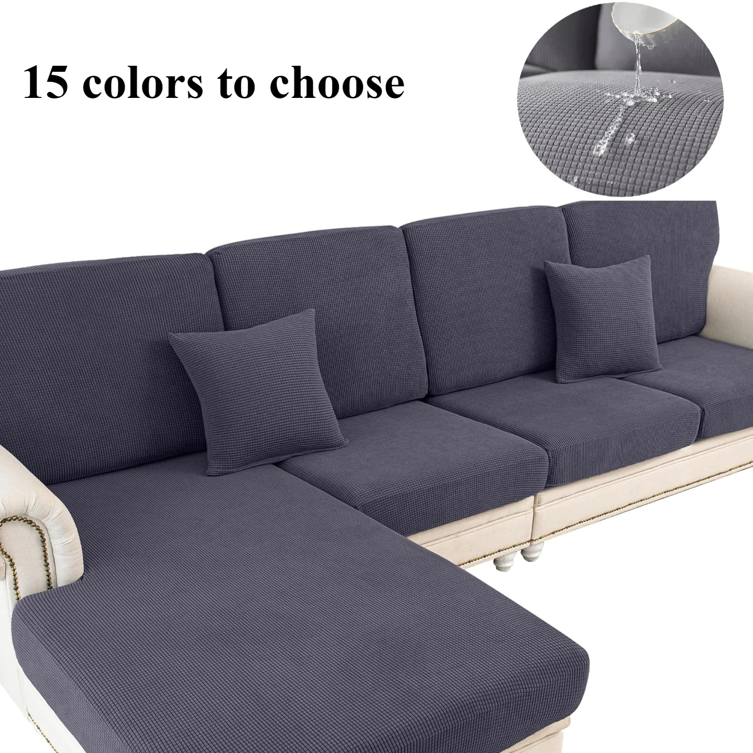 15 Colors Waterproof Couch Cushion Covers New Washable Sofa Slipcover Sectional Couch Cover Sofa Couch Cover with Elastic Bottom