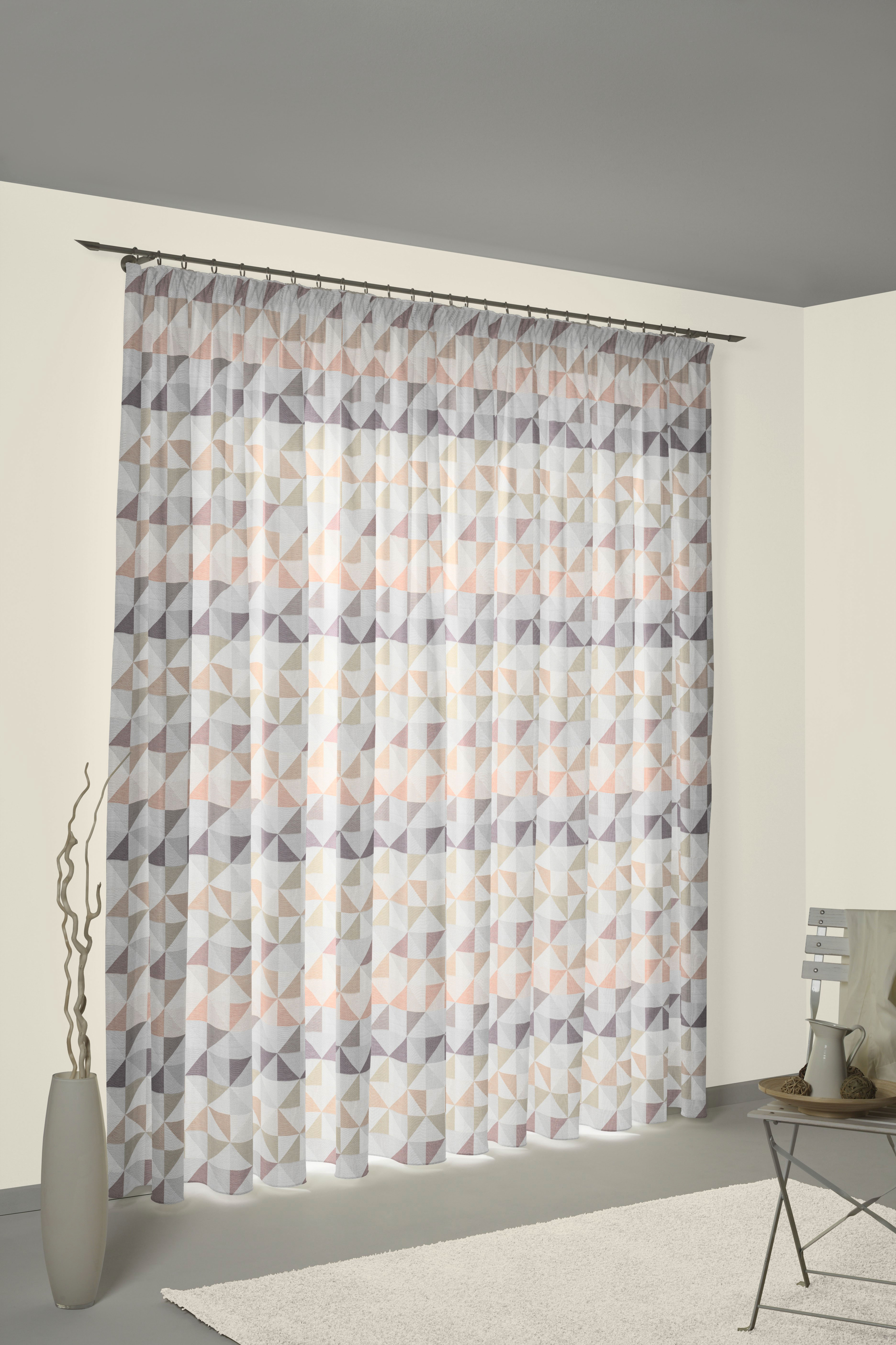 Vorhang WIRTH "Berlare", rosa (rosé), B:132cm H:395cm, Baumwolle, Polyester, Gardinen, nach Maß Image