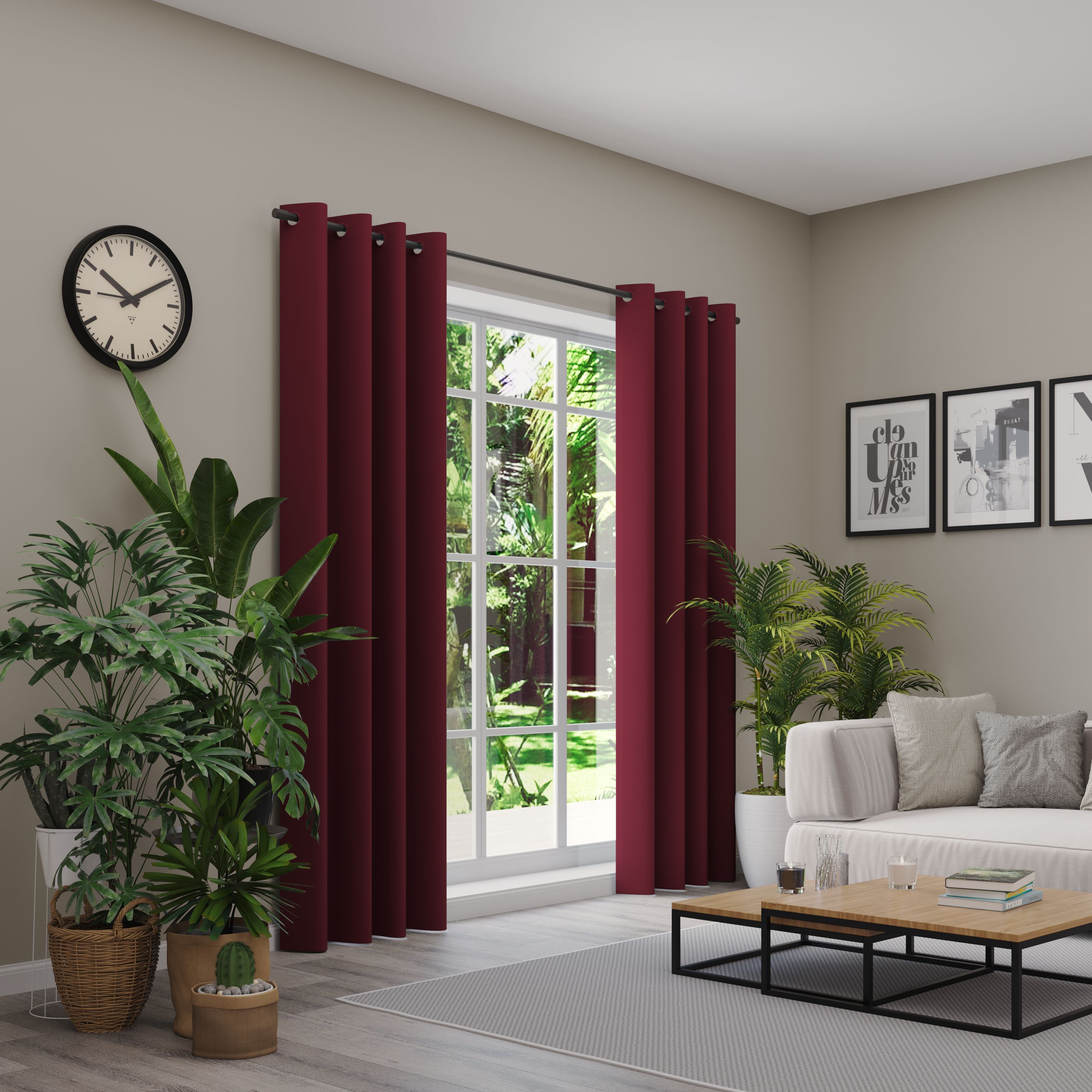 Verdunkelungsvorhang NEUTEX FOR YOU "INSULA", rot (bordeaux), B:137cm H:295cm, Polyester, Gardinen, Uni-Dimout für starke Verdunklung, nach Maß Image