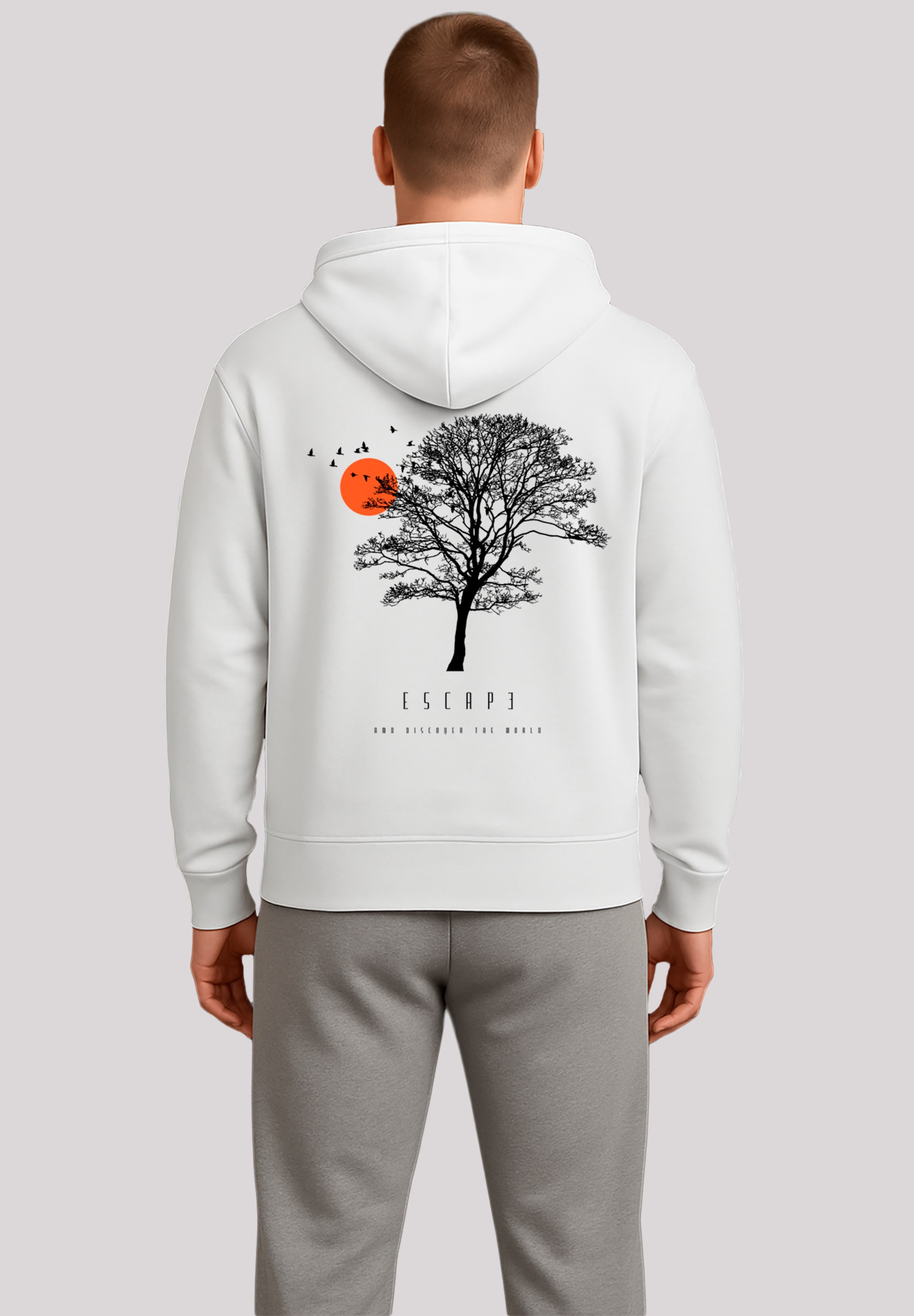 Kapuzenpullover F4NT4STIC "Escape Discover the World Tree Birds", Herren, Gr. XL, off, weiß, Obermaterial: 80% Baumwolle, 20% Polyester, relaxed fit, Pullover, Premium Qualität, ESCAPE Collection Image