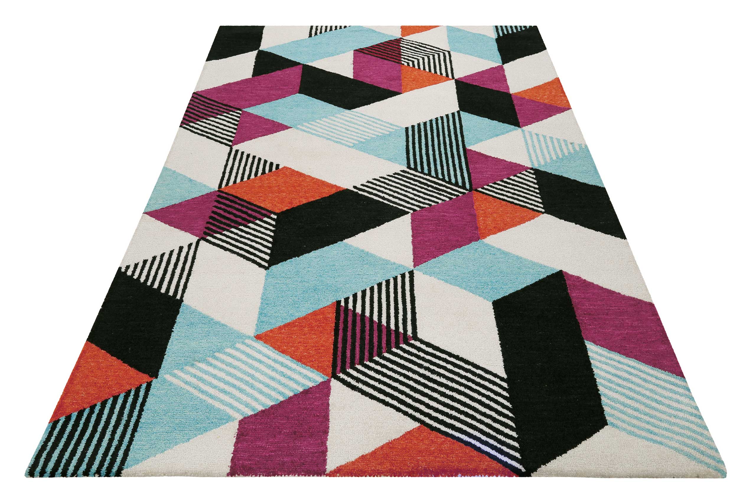 Teppich ESPRIT "Uptown, ESP-39872", bunt, B:80cm H:8mm L:150cm, Polyester, Teppiche, bunt, handgetuftet, grafischer Retro Look für Wohnzimmer, Schlafzimmer Image