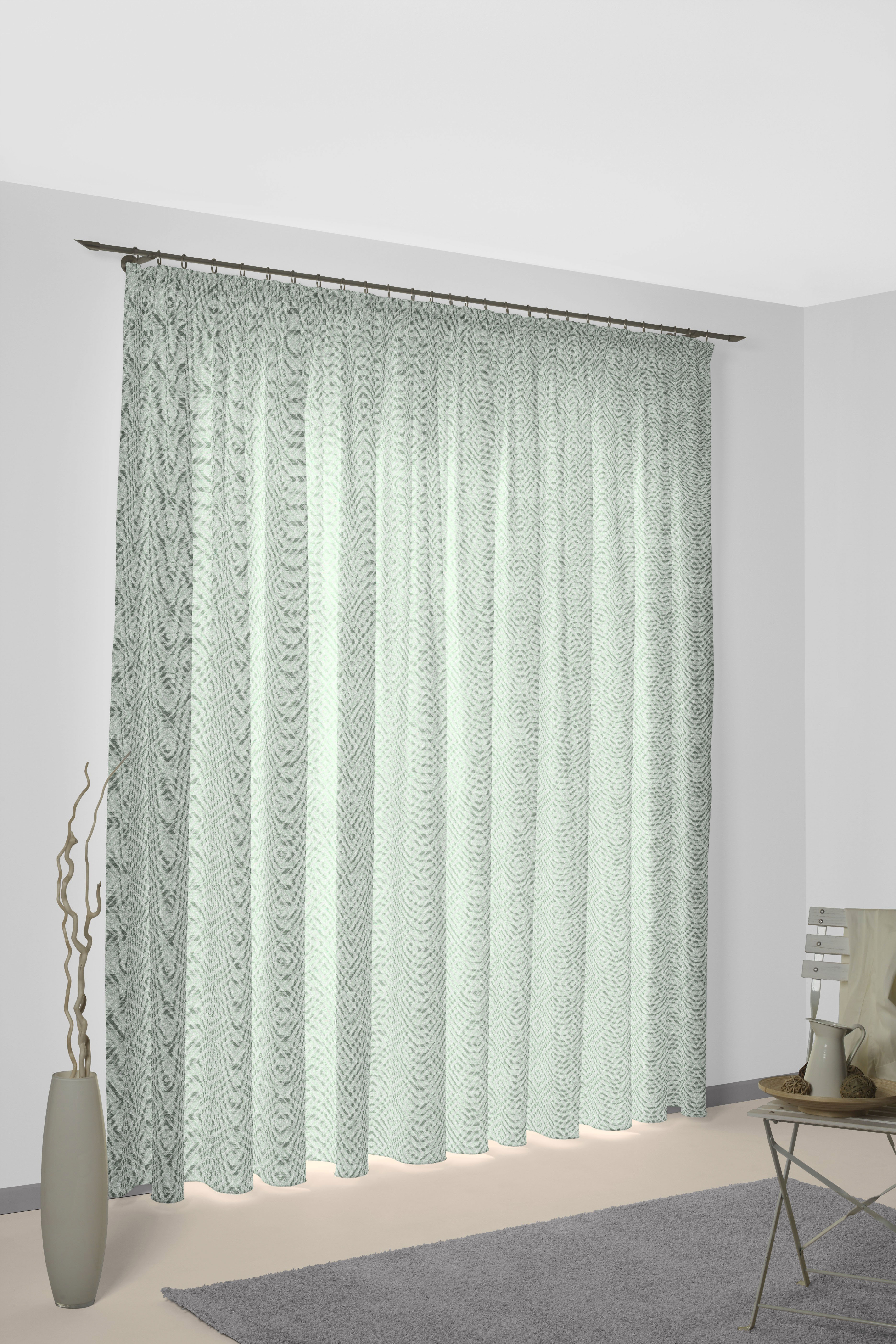 Vorhang WIRTH "Telfort" Gr. 5, grün, B:132cm H:255cm, Jacquard, Baumwolle, Polyester, Gardinen Image
