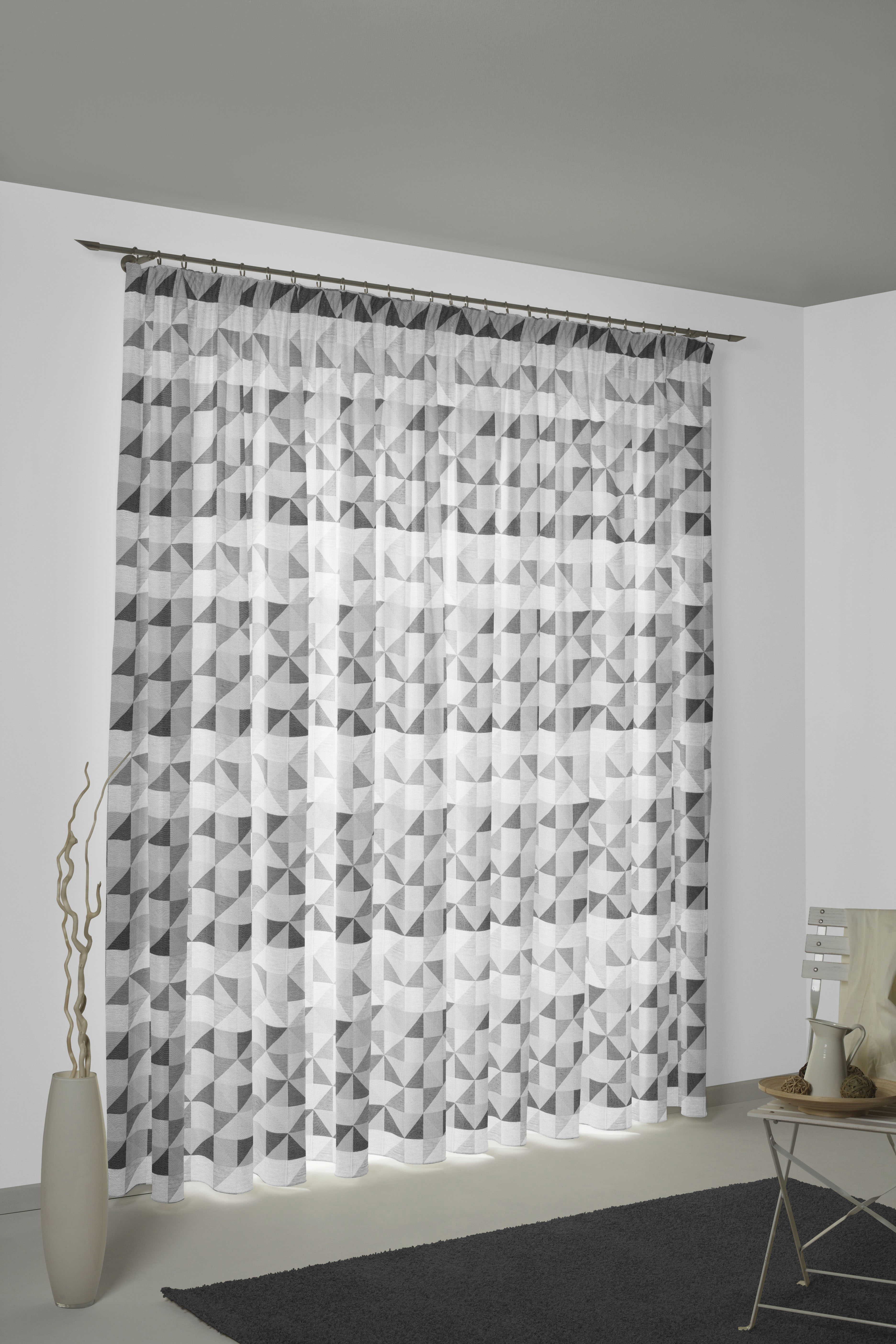 Vorhang WIRTH "Berlare", grau (dunkelgrau), B:132cm H:245cm, Baumwolle, Polyester, Gardinen, nach Maß Image