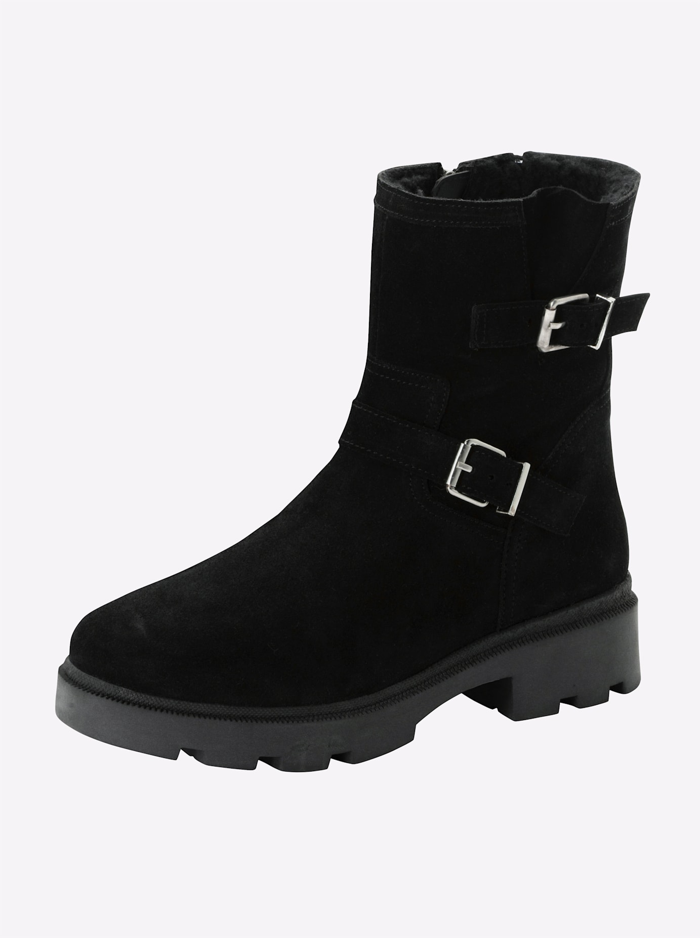 Stiefelette SHEEGO, Damen, Gr. 39, schwarz, Veloursleder, Schuhe