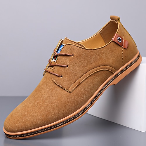 Herren-Oxford-Schnürschuhe aus blaugrünem Wildleder mit weichem Futter und Holzsohle, lässige Vintage-Schuhe für Partys und Business-Outfits Image