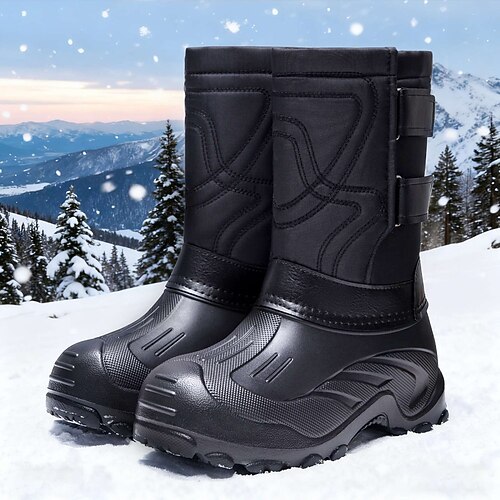 Wasserdichte, isolierte Winter-Schneestiefel für Herren mit rutschfester Sohle, warme Camouflage-Outdoor-Stiefel zum Wandern und Skifahren bei kaltem Wetter Image