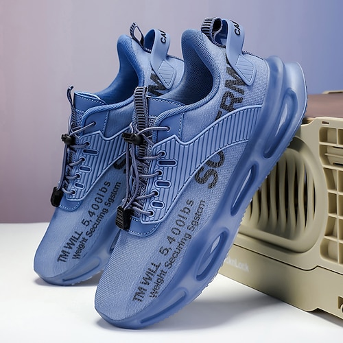 Gelbe Herren-Sneaker im Streetstyle mit Luftpolstersohle und Mesh-Obermaterial, leichte, sportliche Modeschuhe zum Laufen, fürs Fitnessstudio und als Freizeitkleidung Image