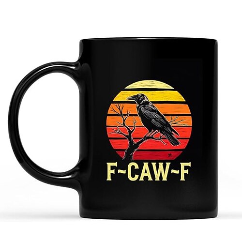 f-caw-f lustige Huhn Becher humorvolle Hahn Kaffeetasse Gag Weihnachtsgeschenk für Freunde Keramik-Teetasse für die Familie, für Büro, Küche, Geburtstag, Weihnachten oder als lustige Geschenkidee Image