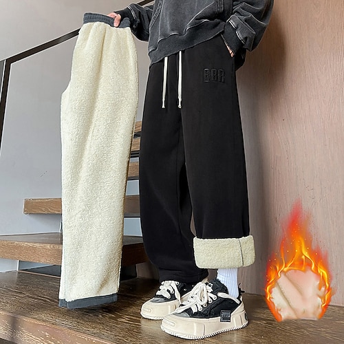 Herren Winter-Jogginghose Shrepa Fleecehose Dick Mit Taschen Unterteile Fitnessstudio Athleisure Trainieren Herbst Winter Winddicht Warm Fitnessstudio Outdoor Laufen Normale Passform Sportbekleidung Image