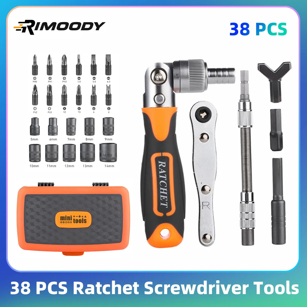 Rimoody jeu d'outils de tournevis à cliquet 38 pièces outils de tournevis à cliquet outils magnétiques polyvalents outil de réparation automobile pour Garage maison