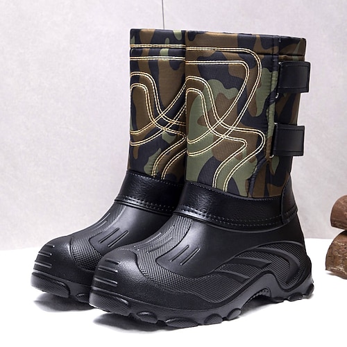 Wasserdichte, isolierte Winter-Schneestiefel für Herren mit rutschfester Sohle, warme Camouflage-Outdoor-Stiefel zum Wandern und Skifahren bei kaltem Wetter Image