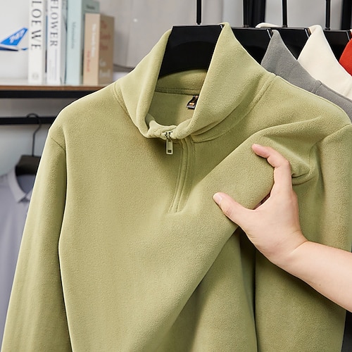 Damen Oberteil mit Reißverschluss Polar Fleece Sweatshirt Langarm Oberteil Athleisure Einfarbig Polarvlies Weich Warm Fitnessstudio Outdoor Laufen Sportbekleidung Sportkleidung Schwarz Weiß Orange
