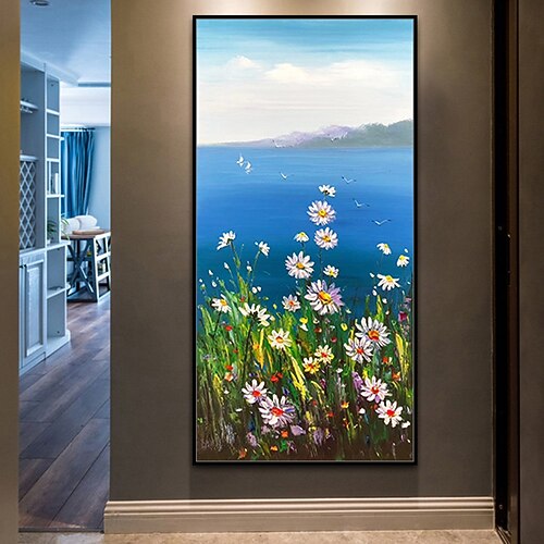 Mintura handgefertigte strukturierte Ölgemälde mit Blumenlandschaft auf Leinwand, Wandkunst, Dekoration, modernes abstraktes Bild für die Inneneinrichtung, gerolltes, rahmenloses, ungedehntes Gemälde Image