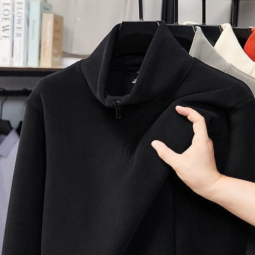 Damen Oberteil mit Reißverschluss Polar Fleece Sweatshirt Langarm Oberteil Athleisure Einfarbig Polarvlies Weich Warm Fitnessstudio Outdoor Laufen Sportbekleidung Sportkleidung Schwarz Weiß Orange