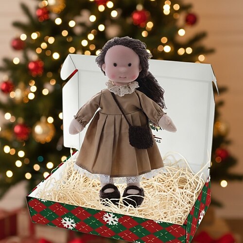 Handgemachte Waldorf Puppe Baby Mädchen mit gemütlicher Kleidung - 30 cm weiche Plüschpuppe mit Geschenkbox für Kleinkinder ideale Weihnachtsgeschenke für Enkelkinder Mädchen Image