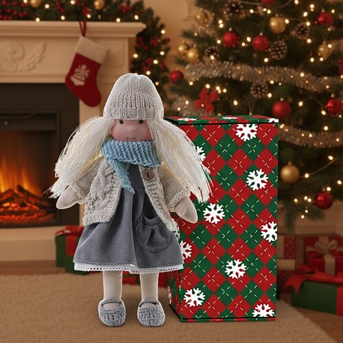 Handgemachte Waldorf Puppe Mädchen mit gemütlicher Kleidung - 30 cm weiche Plüschpuppe mit Geschenkbox für Kleinkinder ideale Weihnachtsgeschenke für Enkelkinder Mädchen Image
