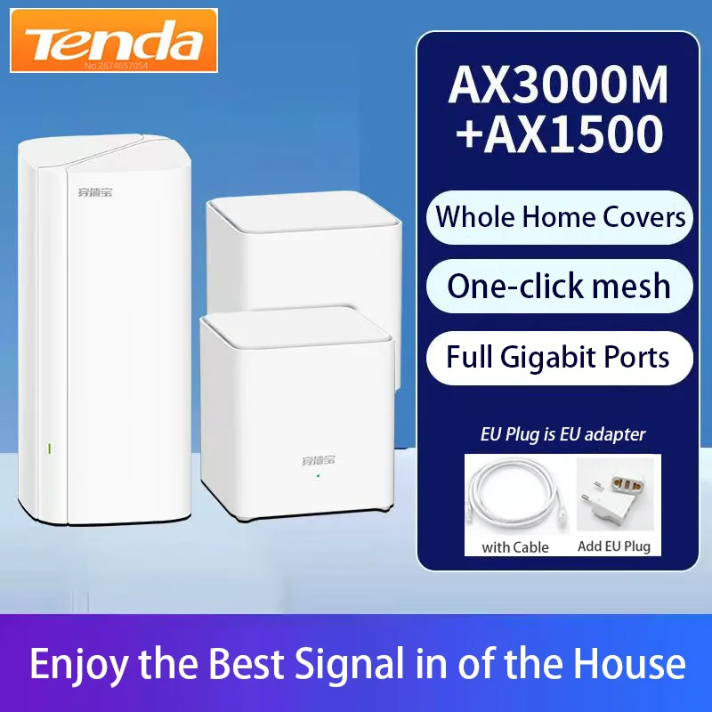 Tenda AX3000+ AX1500 EM/MX12 EM/MX3 Mesh Router WiFi 6 System Nova für 2,4 GHz & 5 GHz Band Wireless Netzwerk Whole Home Long Cover Image
