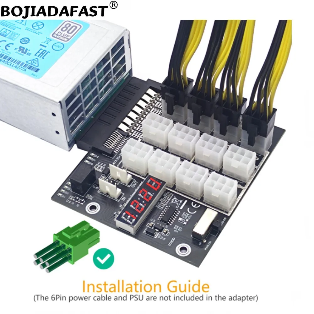 12 Ports PCIE 6Pin Server Netzteil Breakout Board Synchronisation für HP 500W 800W 1400W 1600W 1800W 2200W Image