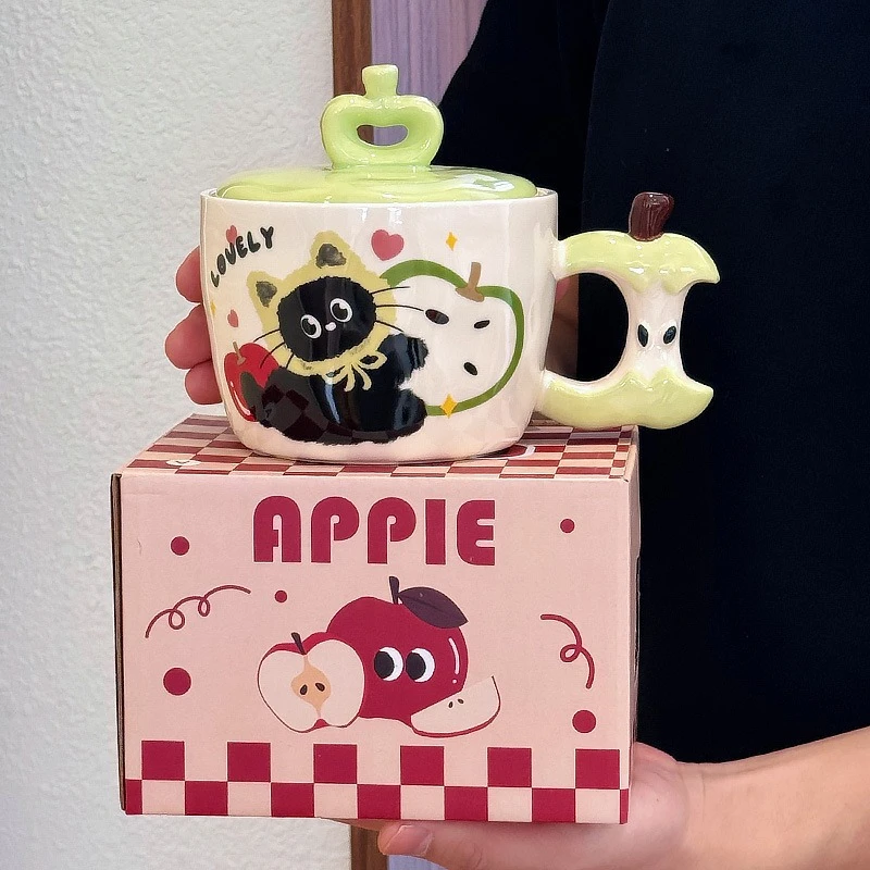 Keramiktasse, gut aussehender, niedlicher, hochtemperaturbeständiger tragbarer Wasserbecher für Studentenwohnheime und Büro Image