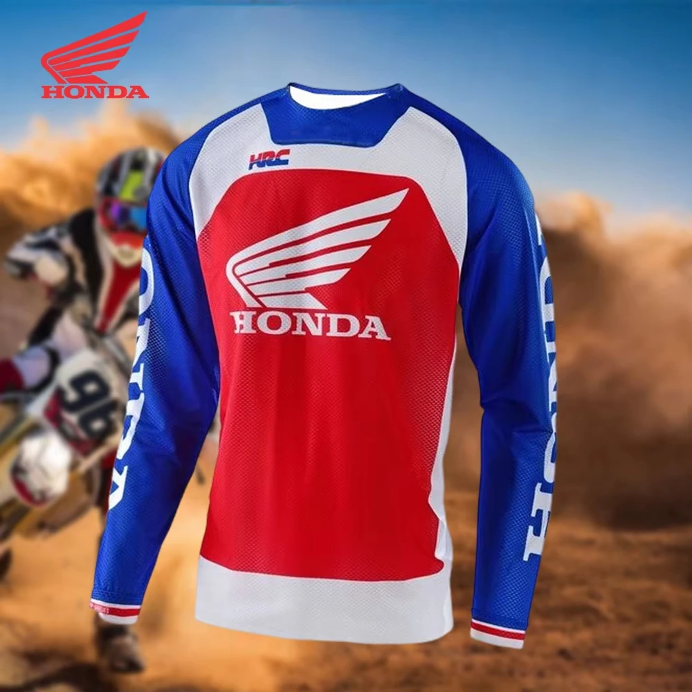 25-26 schnell trocknendes Honda-Motorrad-Sweatshirt, langärmeliges, atmungsaktives Reitshirt für Geländefahrräder und Mountainracen für Herren Image