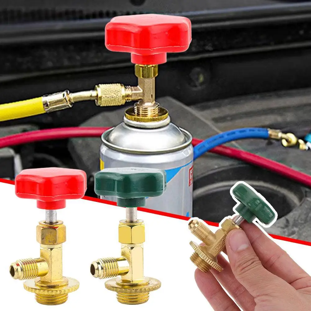 1/4 SAE Gewinde Adapter Auto AC Kann Gewinde Für R12 R600 R22 R134a R410A Gas Wasserhahn Ventil Flasche Opener Diversion Globus ventil Teile Image