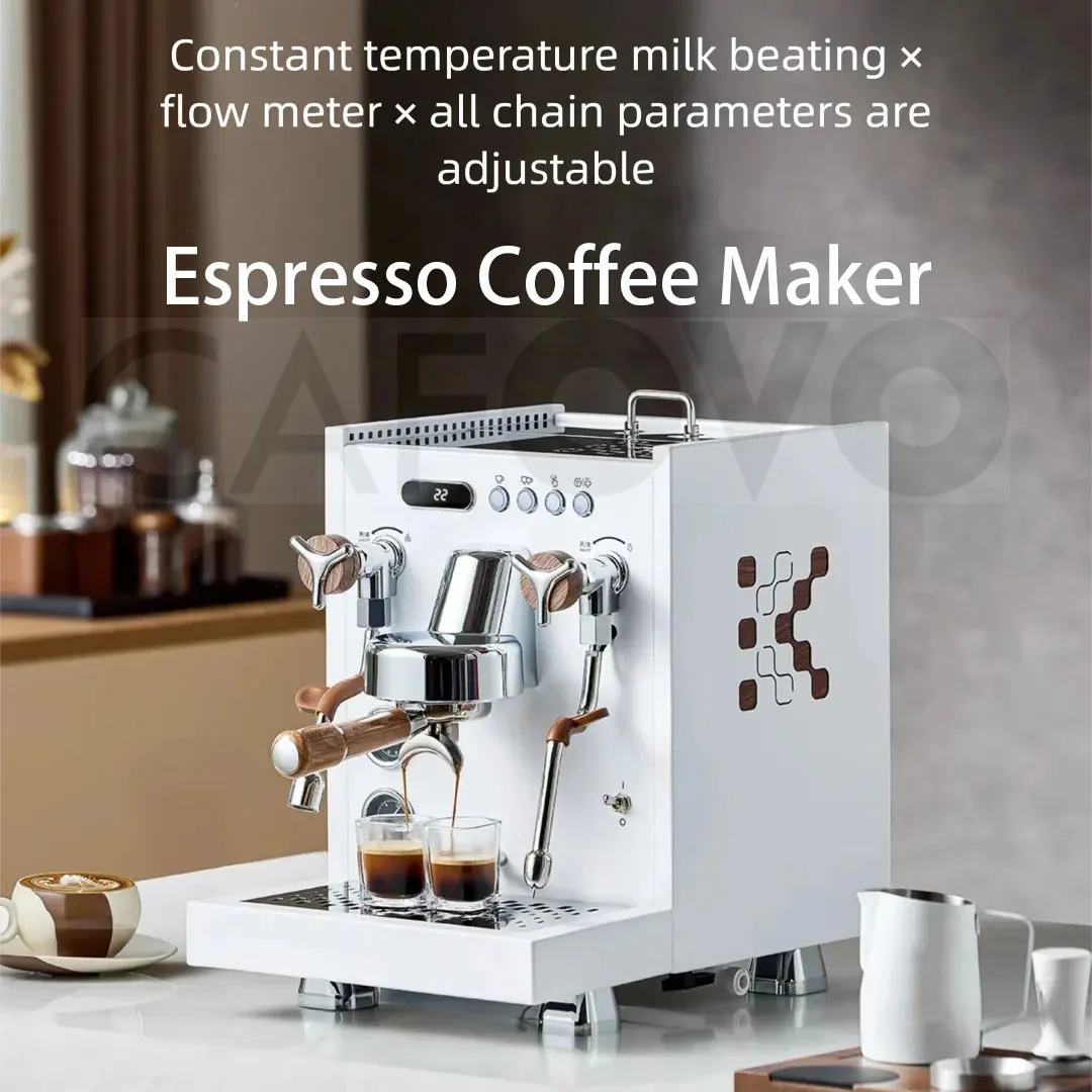 CAFOVO E130 E61 Kommerzielle Espressomaschine mit zwei Kesseln und Durchflusskontrolle, PID-Espressomaschine, OPV, einstellbarer Extraktionsdruck