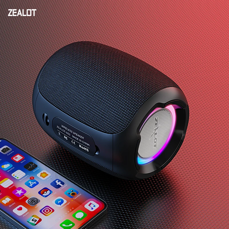 ZEALOT-S53 Tragbarer Bluetooth-Lautsprecher, 10 Stunden, 10 W, super lauter Bluetooth-Lautsprecher, IPX6, wasserdicht, für Telefon, TF-Karte, USB Image