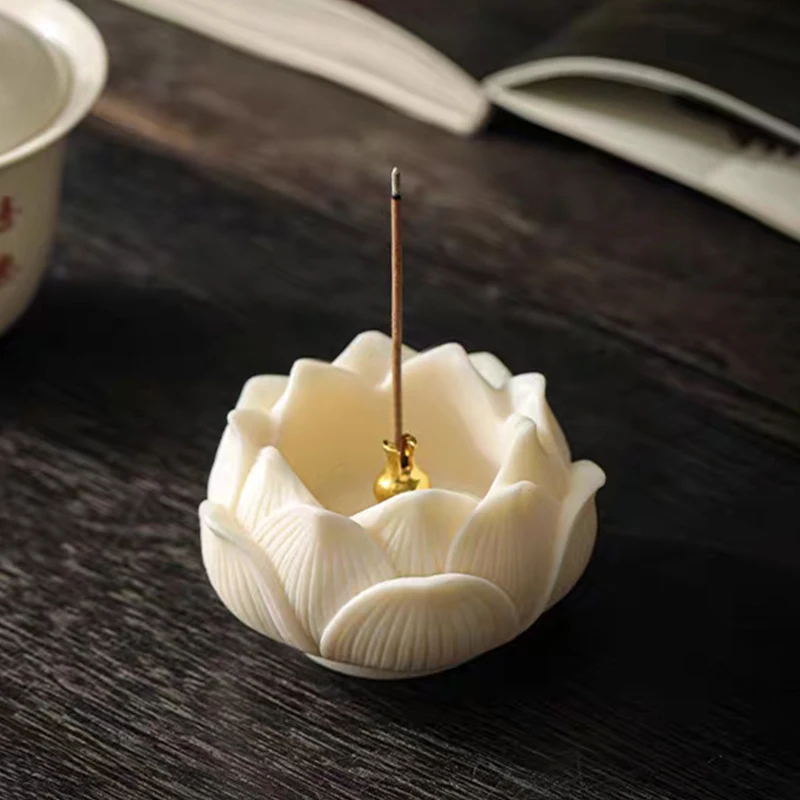 Bruciatore di incenso in ceramica a forma di loto, porta incenso in ottone a forma di zucca, porta bastoncini di incenso per yoga, meditazione, spa, decorazioni per la casa