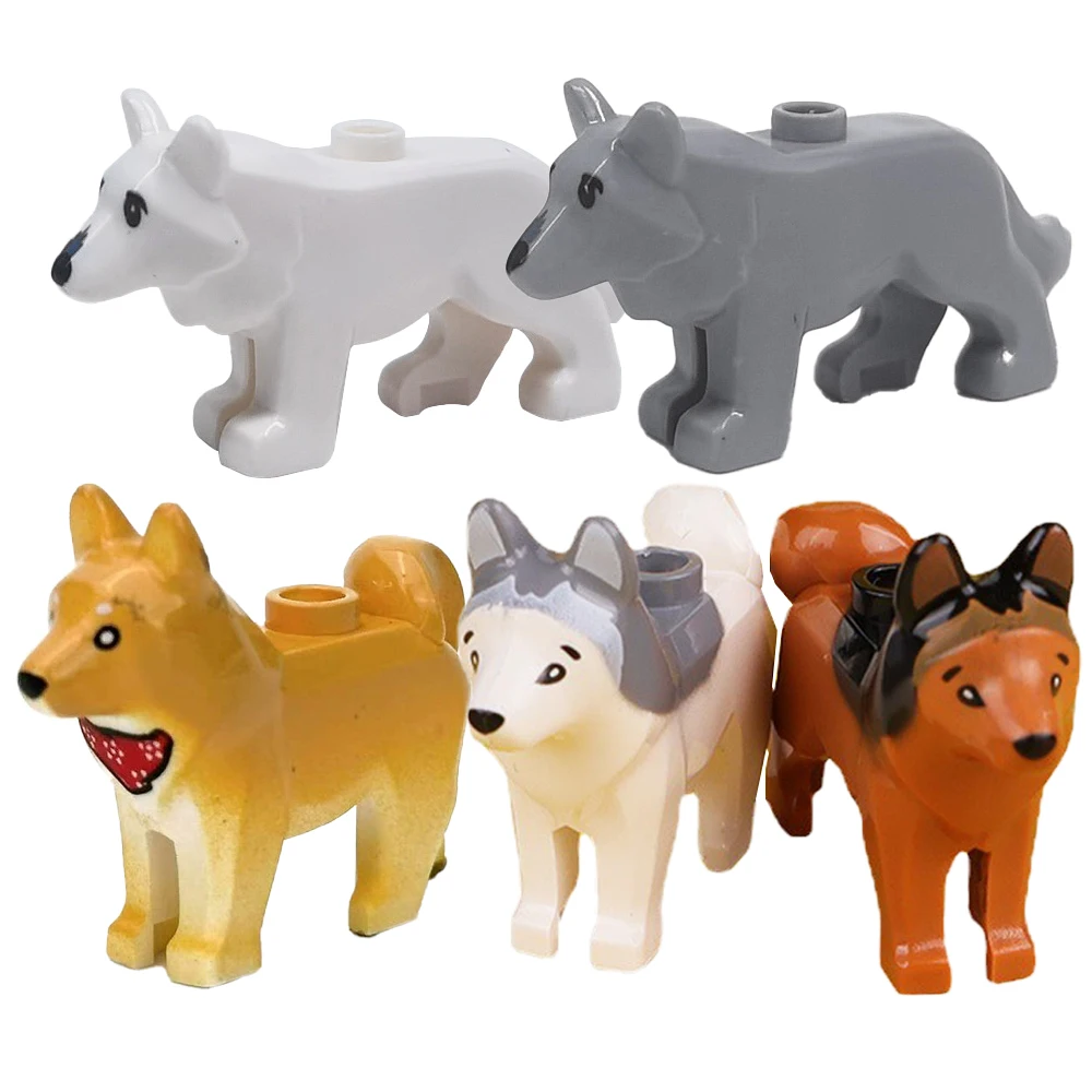 MOC Flamingo Wolf Tiere Shibainu Hund Bausteine Zubehör Zoo Vogel Wildlife Ziegel Spielzeug Kinder Geschenk Image