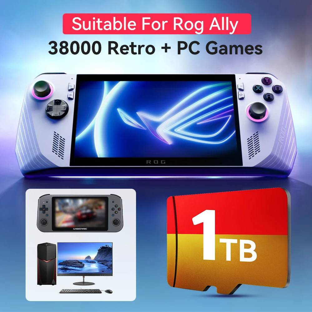 Spielkarte mit 42.000 Retro-/PC-Spielen für Rog Ally/Windows Handheld und PC für Switch/PS1/PS2/PS3/PSP/N64/WII/WIIU/SNES Gaming TF-Karte