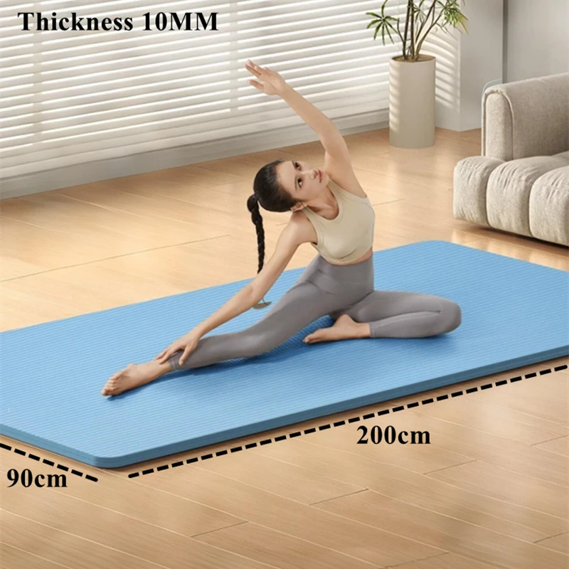 Extra Large 200cmX90cm 10MM Extra Thick Yoga Mats NBR Non-slip Exercise Fitness Tasteless Pilates Workout Gym Mats with Bandage