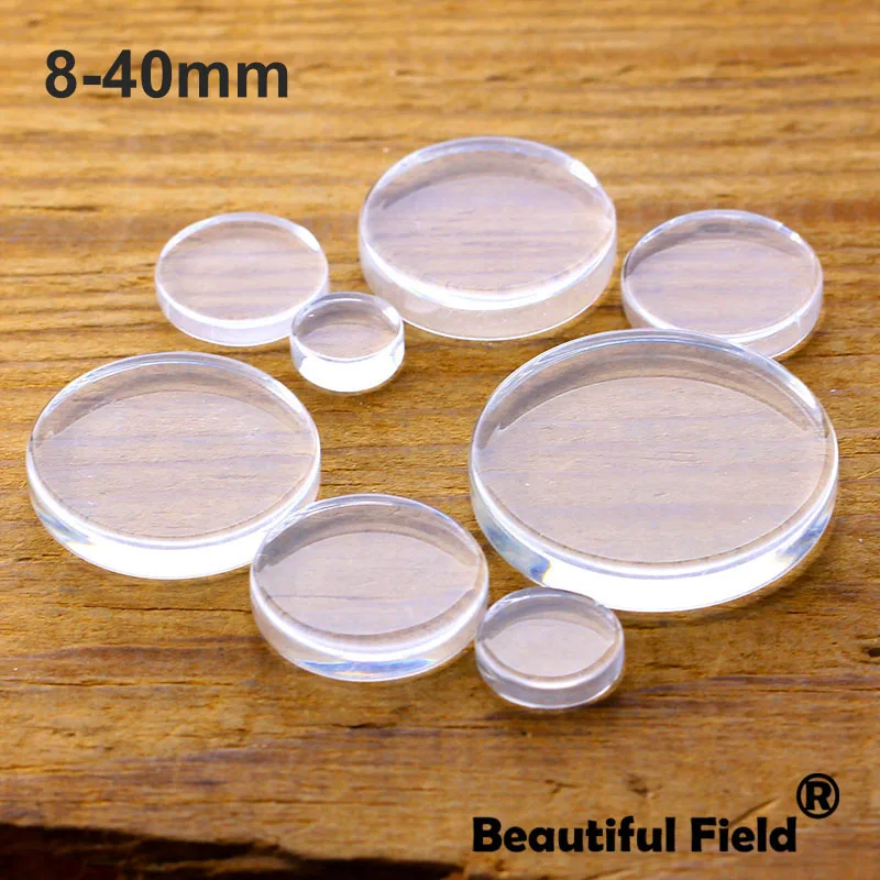8mm 10mm 12mm 25mm 14mm 16mm 18mm 20mm 25mm Glascabochons Runde Kamee Set Handgefertigte Fassungen Blankosteine Transparent flach