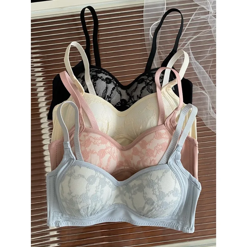 Sexy Push-Up-BH aus Spitze mit halben Körbchen, kleine Büste, Sommer-Bralette, ultradünn, reiner Komfort, kabelloses Dessous-Set, S-XL, MOYISU AB Image