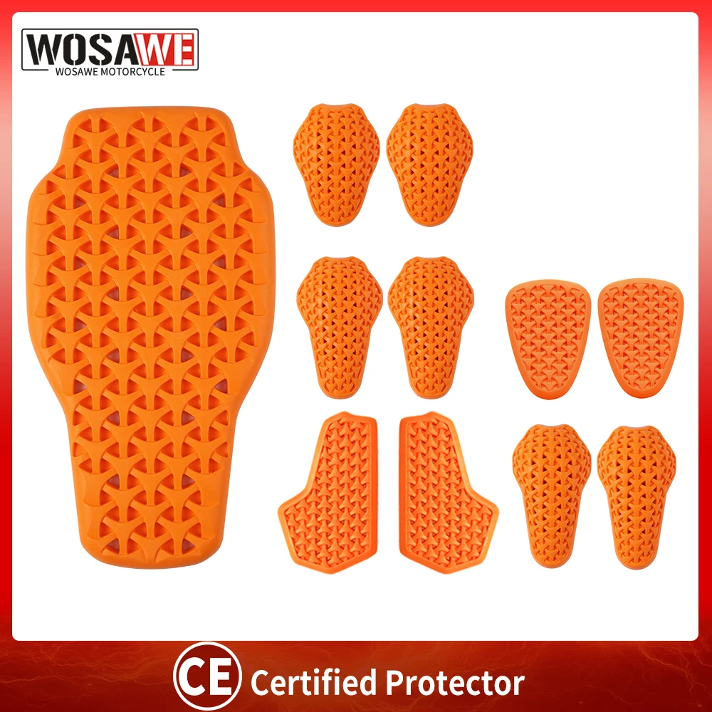 WOSAWE Motorrad Schulter Ellenbogen Rückenprotektor Universal CE Soft Armor Pads Motorrad Brustpolster Racing Jacke Einsatz Rüstung Image