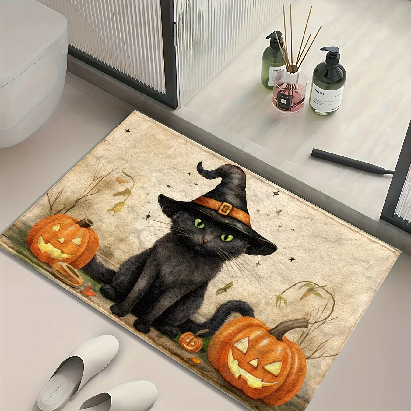Festliche Halloween-Badematte, geeignet für Küche, Badezimmer, Dusche, perfektes Geschenk für Halloween-Dekoration Image