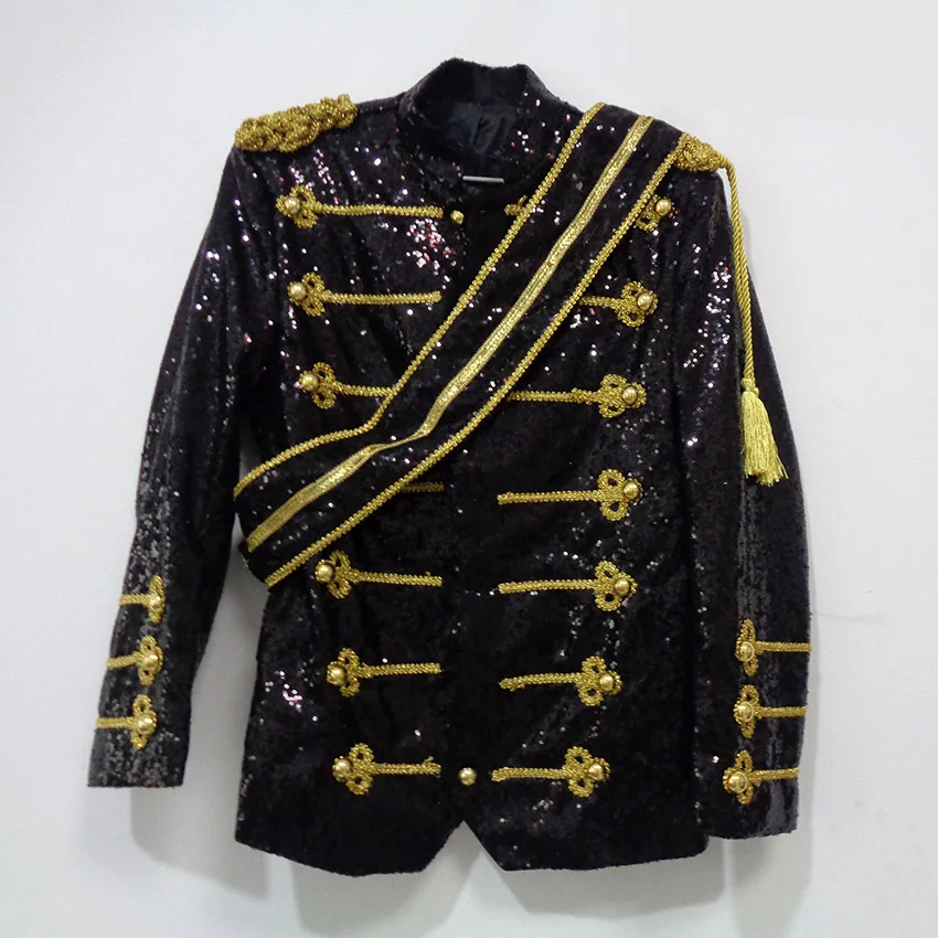 Michael Jackson MJ Mantel Tanz Pailletten Anzug Jacke Bühne Sängerin Cosplay Kostüm Halloween Uniform Outfit Anpassen Jede Größe