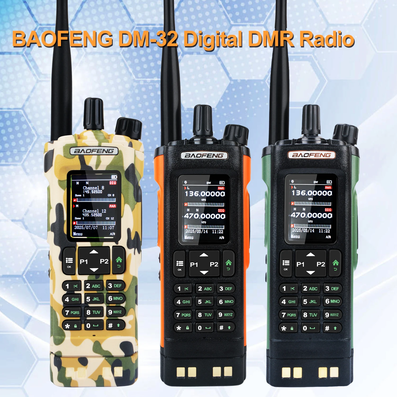 VHF UHF Dual Band DMR Digital Walkie Talkie mit Aviation Band Empfangen Baofeng DM-32 AES256 Verschlüsselung GPS 8W FM DM-32UV Radio Image