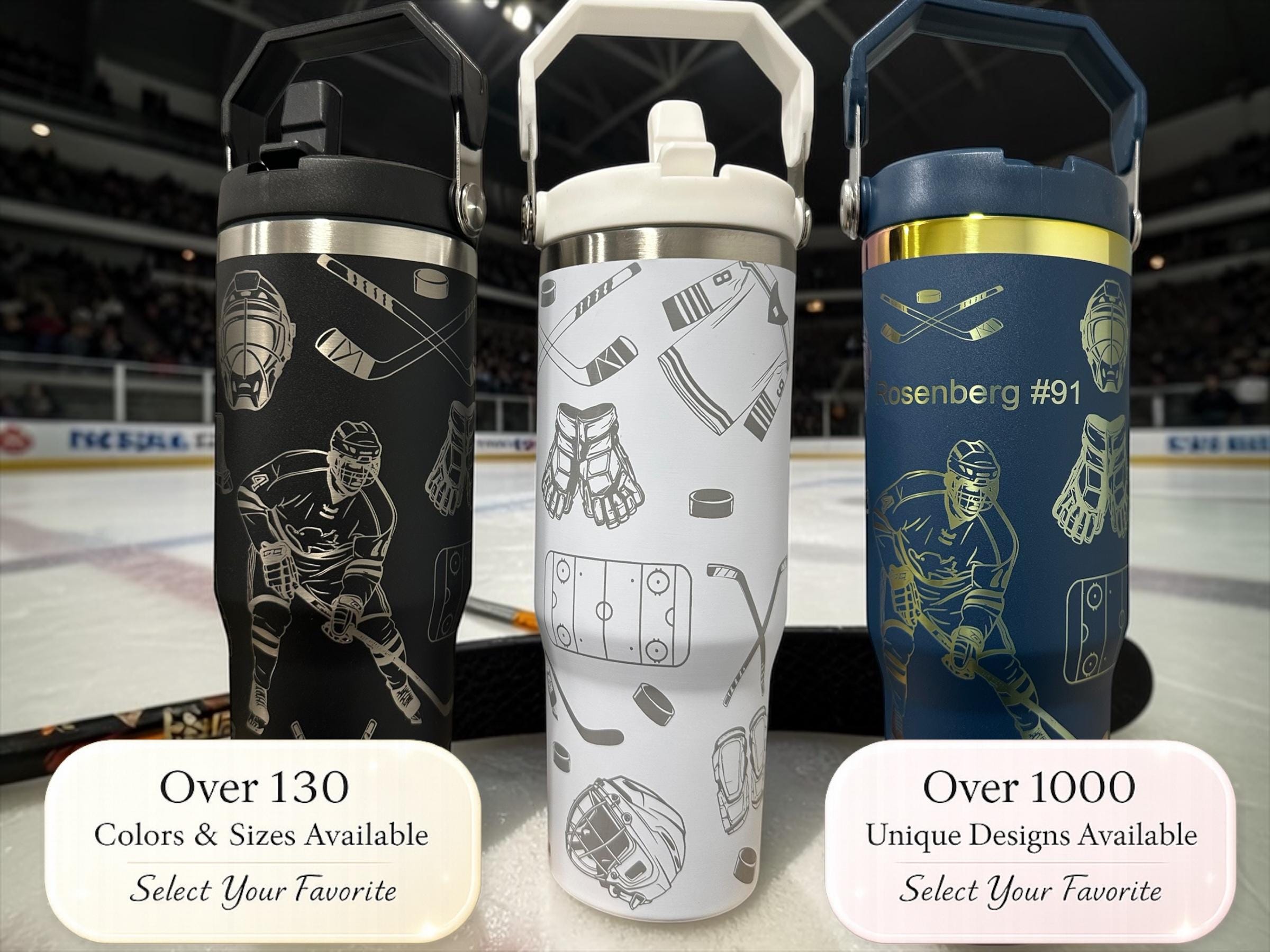 Bicchiere da hockey * Tazza da hockey personalizzata * Tazza da viaggio in acciaio inossidabile per hockey su ghiaccio * Regalo sportivo per giocatori