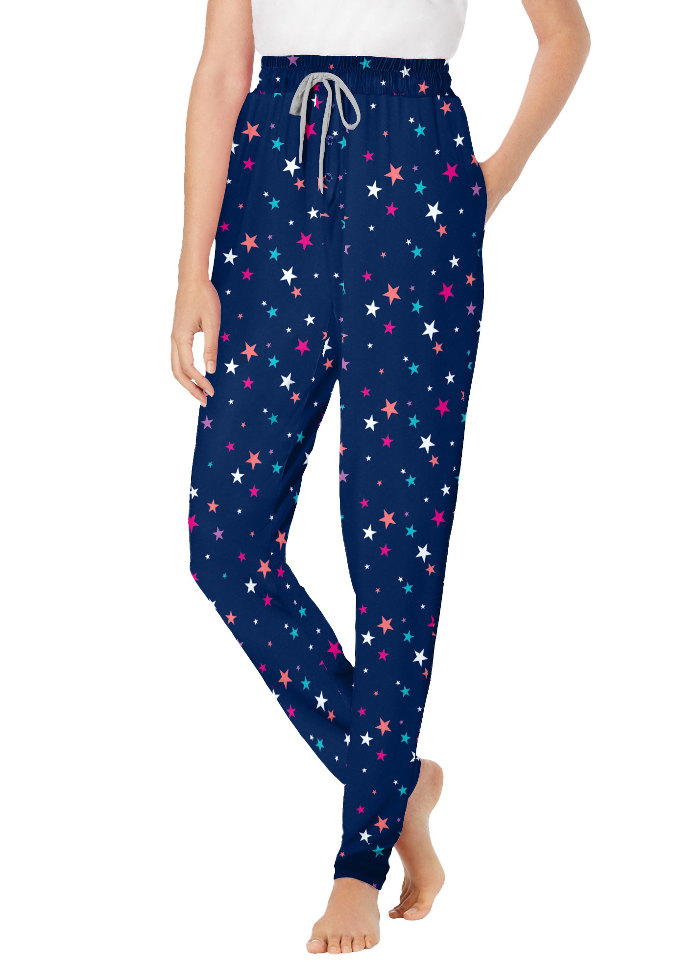 Plus Size Women's Relaxed Pajama Pant by Dreams & Co. in Evening Blue Multi Stars (Size 26/28) Pajama Bottoms