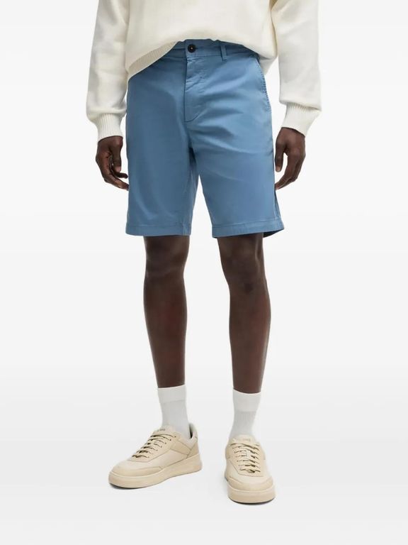 Zip-Fly Cotton Shorts - Blue - Boss Shorts