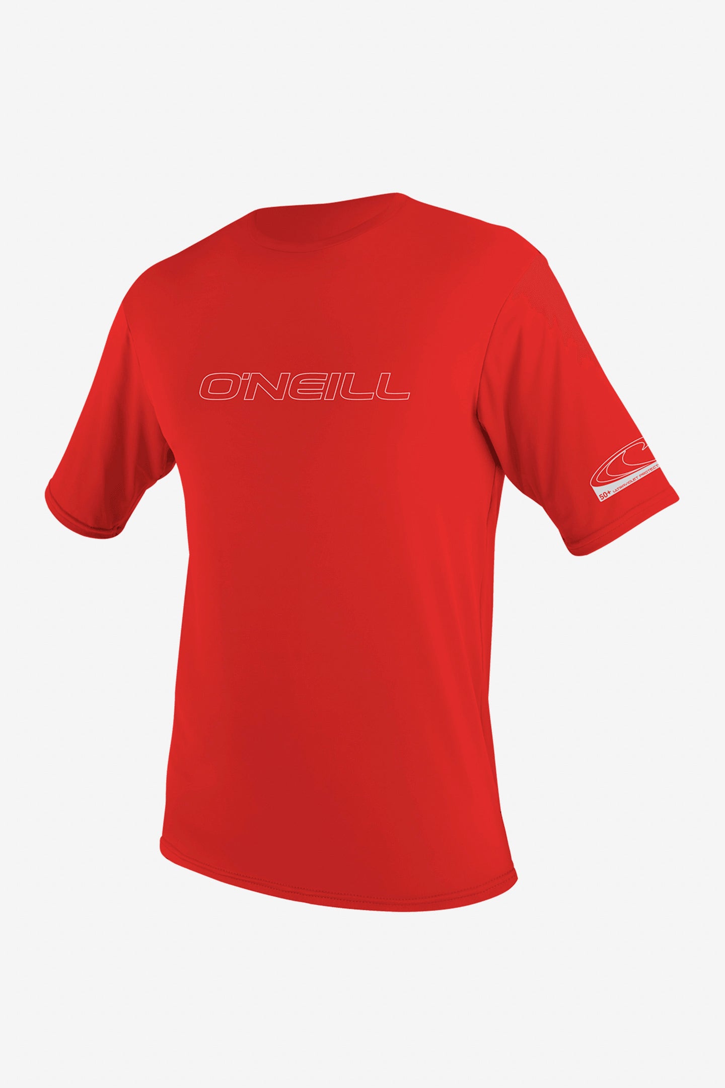 O'Neill Men's Basic Skins 50+ Short Sleeves Sun Shirt in Red, Size Medium, Polyester/Spandex