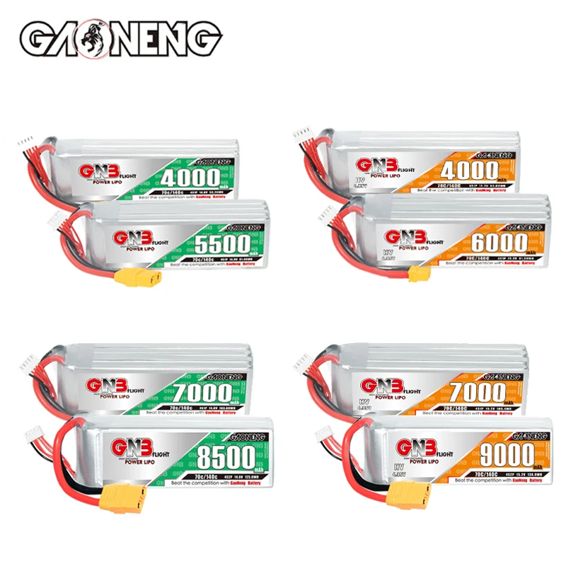 GNB 4S Lipo-Akku 14,8 V 15,2 V 4000/4500/5500/6000/7000/7500/8000/8500/9000 mAh mit XT60 XT90 für UAV FPV Hubschrauber Flugzeug Image