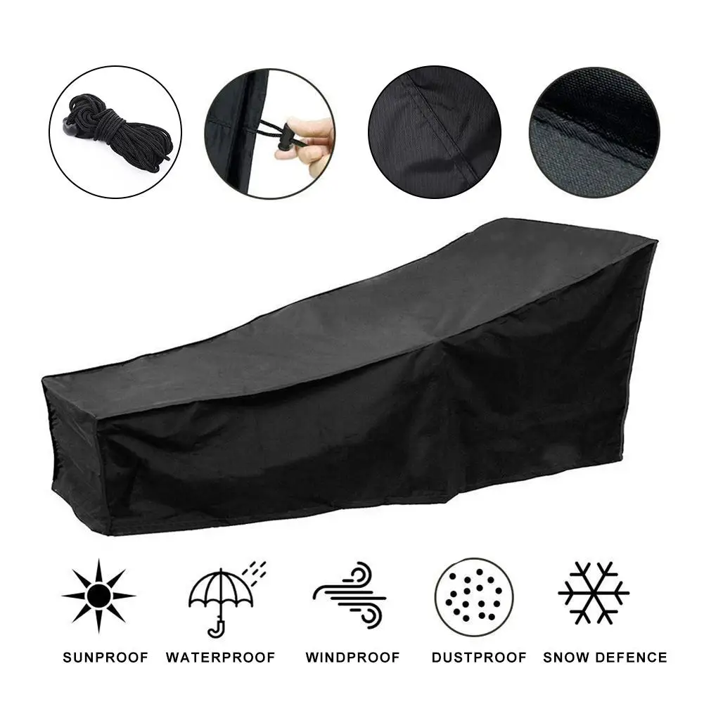 Garten-Sonnenliegenbezug, wasserdicht, Schutzhülle für Terrasse, Lounge-Sessel, Liegestuhl, Ganzjahresgebrauch
