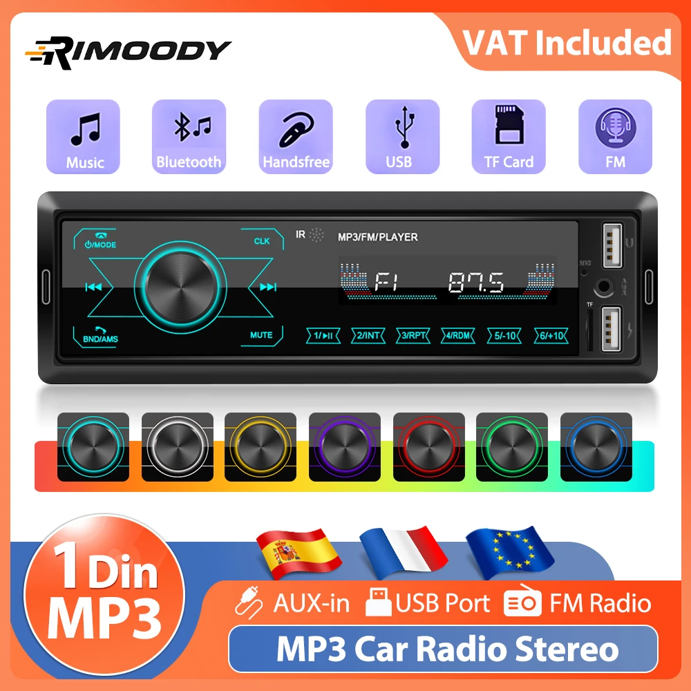 Rimoody 1 DIN In-Dash Touchscreen Auto-MP3-Player 12 V Radio Stereo Bluetooth FM USB SD AUX-IN 12 V Autoradio mit Fernbedienung