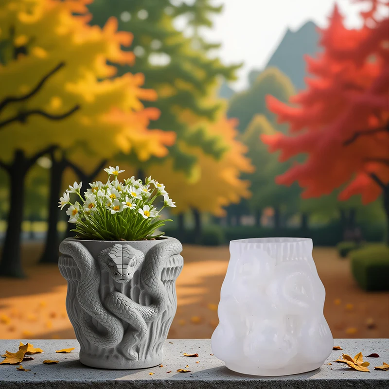 Schlangenkopf Sukkulente Blumentopf Harz Silikonform Gips Blumentopf Formen Mighty Schlangenform ﻿ Image