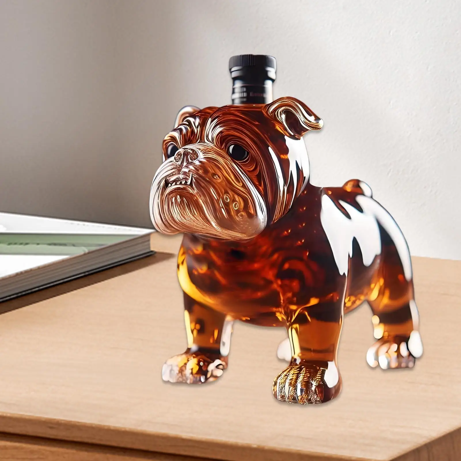 3D-Whisky-Flaschen-Dekanter für Bulldoggen, einzigartige Hundeweinglasflasche, für Bar, Büro, Heimdekoration, 300 ml Whiskyflasche in Bulldoggenform Image