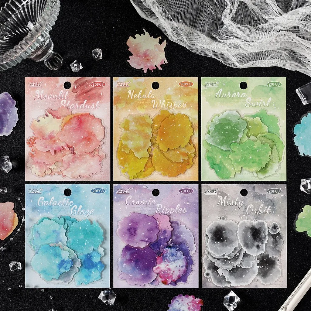 Journamm 20 Stück PET-Verzierungsaufkleber, Kreativität, DIY-Aufkleber für Scrapbooking, Junk Journal, ästhetisches Journaling-Zubehör Image