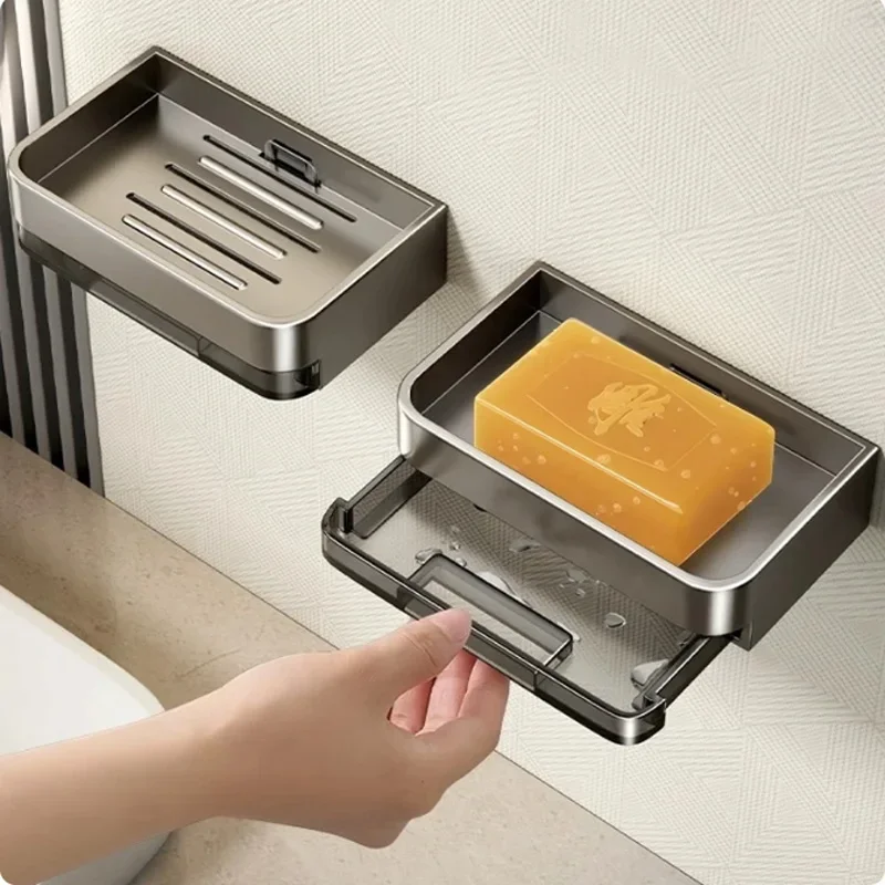 Porte-savon mural pour salle de bain, support pour éponge, organiseur de salle de bain, porte-savon à double drainage, accessoires de salle de bain